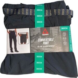 Gerry Convertible Pant Mens 38x34 Black New Relaxed Fit Stretch Hiking Zip Off